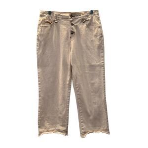 Five Star General Pants Womens 7/28 Beige Relaxed Cropped Button Fly Twill
